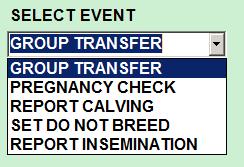 Working with Heatime HR Batch Event Type Group Transfer Pregnancy Check Report Calving Set Do Not Breed Report Insemination Description Moving cows from one group to another.