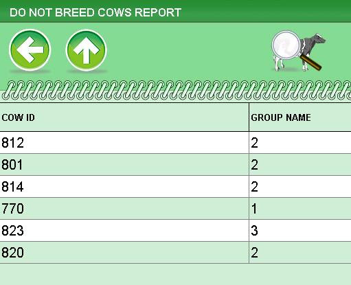 Working with Heatime HR 2. Tap Cows, the Cows Reports menu appears. 3. Tap Do Not Breed Cows, the Do Not Breed Cows report appears.