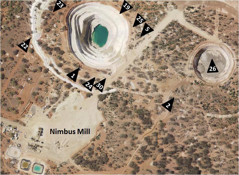 Figure 4 View of Nimbus Silver Mine, current mill processing site and East Pit TSF showing