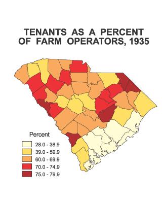 Tenant farming was widespread throughout South Carolina.