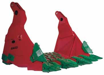 for each duty class ESCO Ultralok tooth system is standard Hydraulic Face Shovel Fronts One-piece castings eliminate