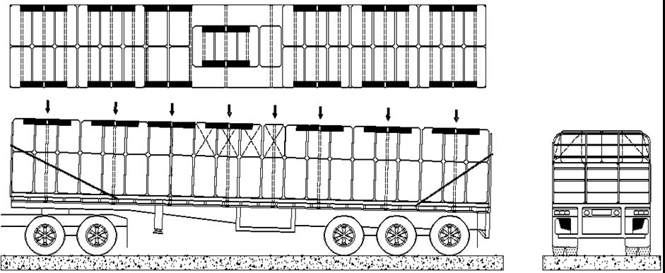 Example (a)(v): High Density Bales on Semi-trailer The first tier comprises three rows of bales placed upright across the deck (see Figure 6).