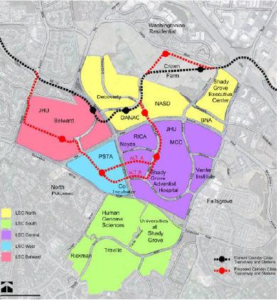Gaithersburg West The Gaithersburg West Master Plan 41 proposes a Life Sciences Center to provide commercial labs, research space and classrooms in a live/work community over two miles west of the