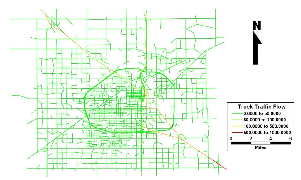 Figure 34: Estimated Truck Traffic Distribution for 2020 with Figures 33 and 34 shows slightly Redesigned more trucks Interchanges using parts of US 84, Avenue Q, SH 331, and