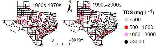 Groundwater Salinity (TDS) in Texas Groundwater