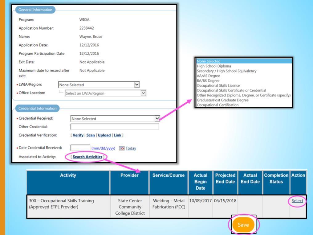 Under the General Information section, choose your LWIA/Region, then choose your organization from the Office Location drop down menu.