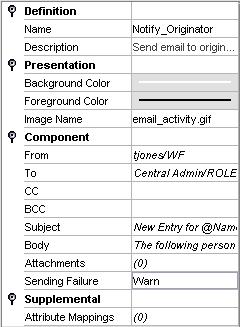 Email Activity Email specifics are defined within activity Can use context parameters in any