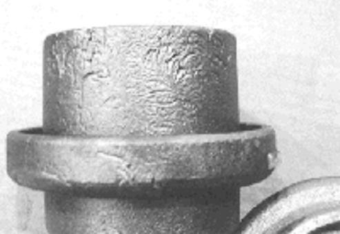 Figure 3: Surface pock marking on steel casting Lustrous carbon defects can occur with many binder systems.
