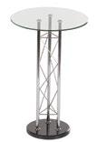 Table Clear Glass/Chrome 31 Round x 42 H Aspen Bar Table White/Brushed Steel 72 L x 26