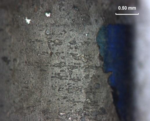 0.5mm Figure 13: Sample after testing in 0.01M NaCl solution. Figure 14: Sample after testing in 0.001M NaCl solution. 3.