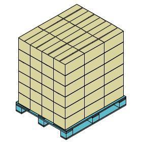 NEVER pyramid, interlock or brick stack cartons on a pallet.