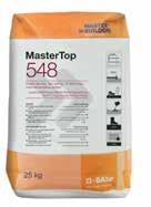 Ceramic and Natural Stone Tiling Solutions 21 Screeds and levelling compounds MasterTop 518 Formulated cement binder for site-mixed, fast setting screeds.