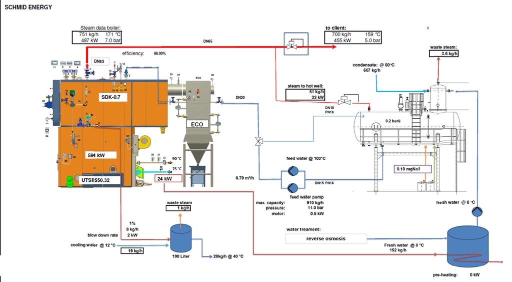 Typical Schmid biomass boiler configuration for