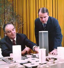 Williams (left) took a first look at a scale model for the tower with his nephew, Joe Williams,