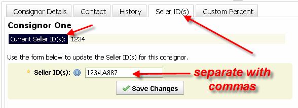 6 Consignor Seller IDs When a consignor s application is approved for a consignment sale, the person reviewing the application has the opportunity to assign one or more Seller IDs to that consignor