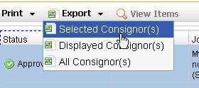 8.3.4 Exporting Consignor Information If you would like to manually manipulate a spreadsheet of consignor information, you can easily export selected or all consignors in a Microsoft Excel formatted