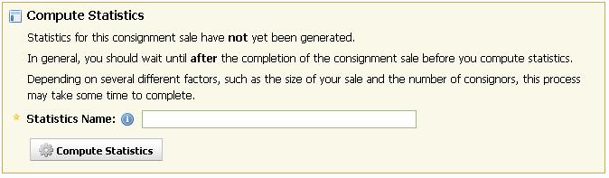 To view and/or generate statistics for your consignment sale, select the View Statistics option.