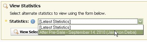 To compute the statistics for your sale, first provide a Name for the statistics and then select the Compute Statistics button.