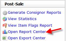 14 View Consignment Sale Reports The FlashConsign Report Center lets you customize and view dynamic reports about your consignment sale.