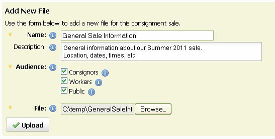 7.6 Publish Files for a Consignment Sale You may need to distribute one or more files for your consignment sale.