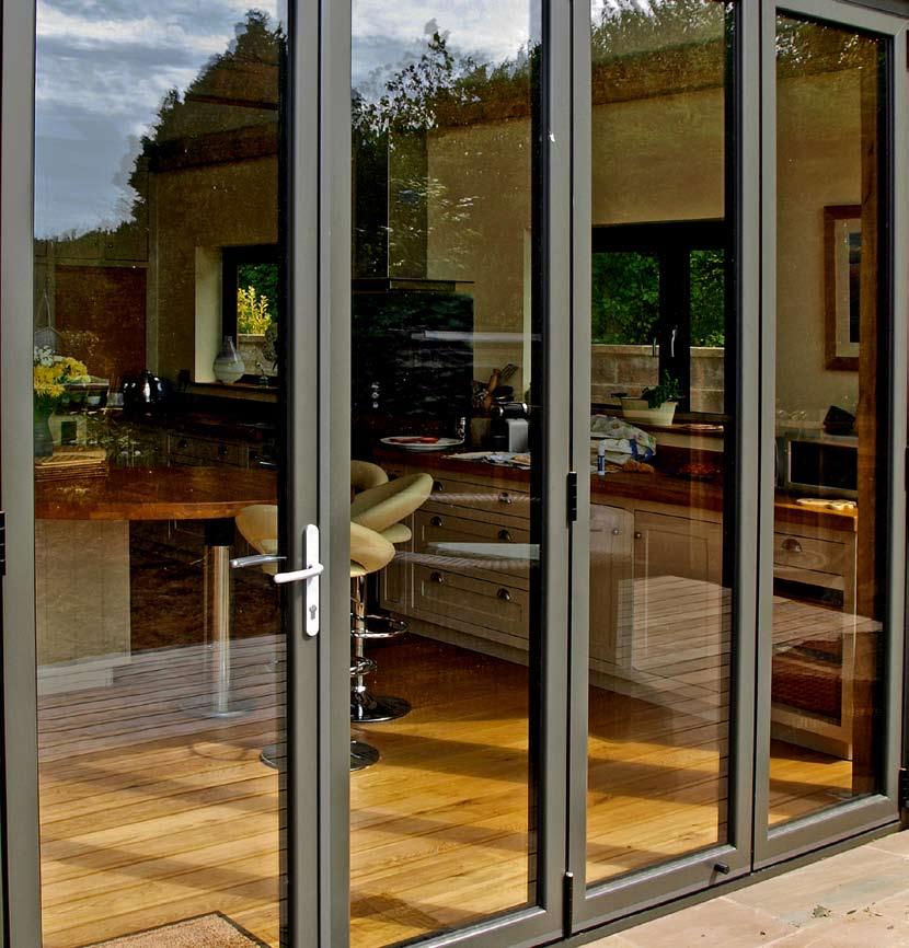 Bi-Fold Doors key features Security & Durability Bi-fold doors are manufactured from high-performance 70mm aluminium profile systems, and offer enhanced strength, durability and mechanical