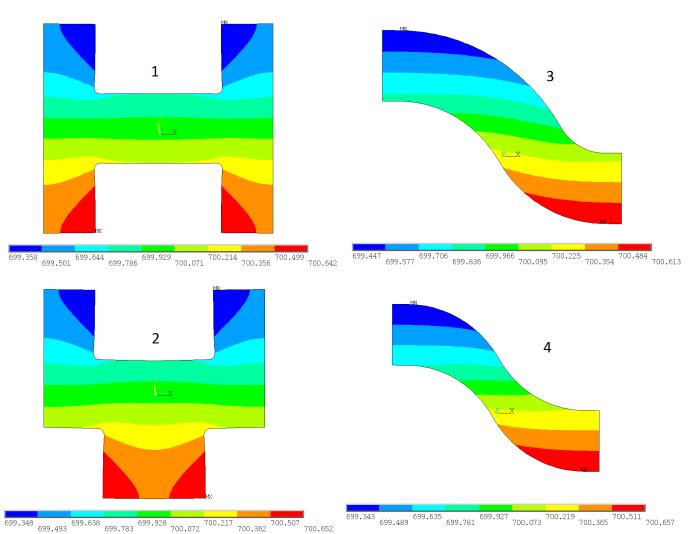 The Von mises stress and the first principal stress are obtained by solving the thermal-elasticity mechanics equations in ANSYS.