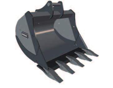 The Heavy Duty bucket comes with a cast corner section and side cutters for increased wear protection. Common digging materials include soil, dirt and soft gravel.