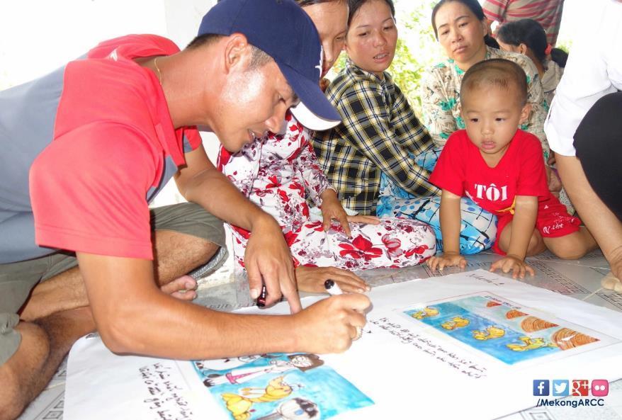In Vietnam, villagers of Thuan Hoa commune, Kien Giang Province, are engaged by establishing a nexus between climate science and on-the-ground community-led adaptation responses through drawing cards.