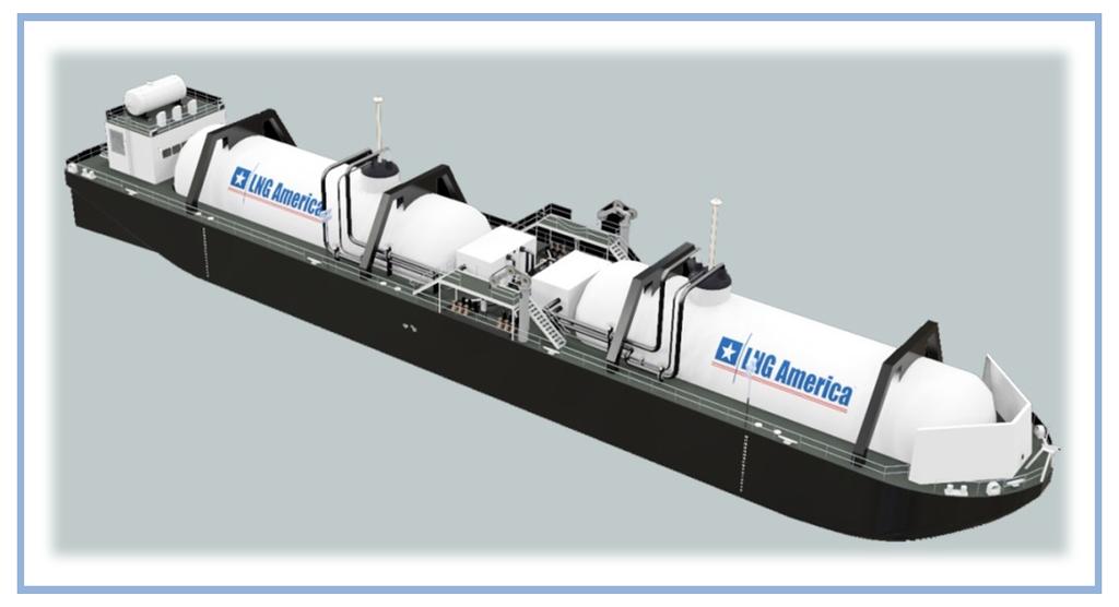 Figure 26: Artist's rendering of LNG America's Bunker Barge 93 Waller Marine and Tenaska fuels also recently announced a plan in September 2014 to develop liquefaction and transportation sector