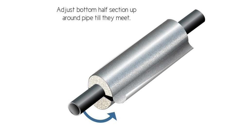 To accomplish a tight seal all along the entire length of that section of pipe insulation, rub the lap with the squeegee to remove all air and fish-mouth areas.