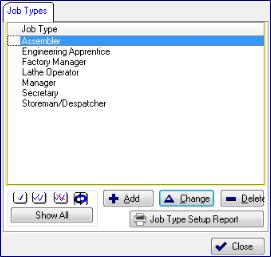 48 Adding job types From menu Edit/Job type training and induction List of Job types From this window the following actions may be performed To add a new job