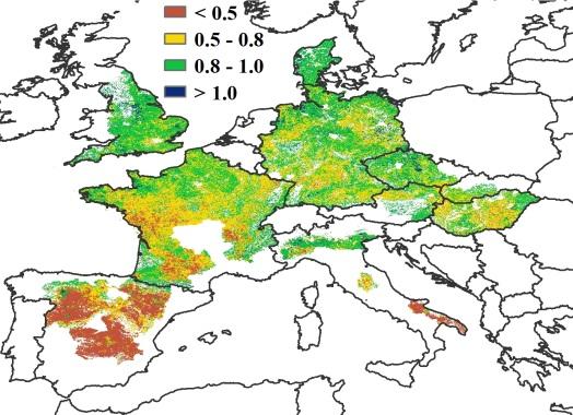 Western Europe Major production zone Heat waves and low rainfall