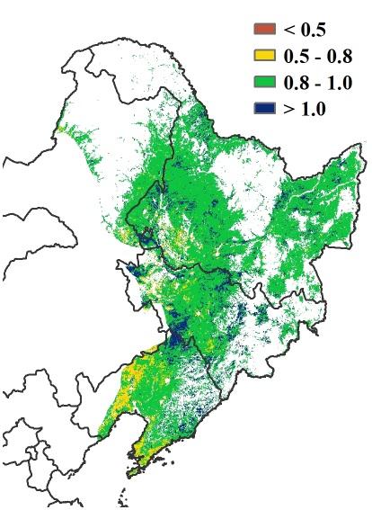 Crop condition in northeast China Crop condition development graph based on NDVI Maximum VCI, April to