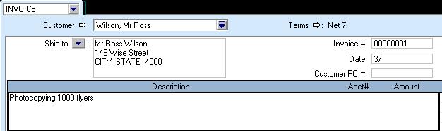 To enter the Credit Sale for Photocopying: (i) In the Customer Card field, click on the Search Icon.
