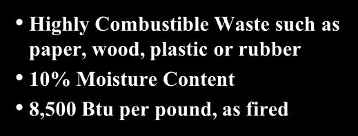 Type 0 - Trash Highly Combustible Waste such as