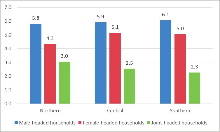 households was highest in urban villages and higher in rural villages with roads than in rural villages without roads.