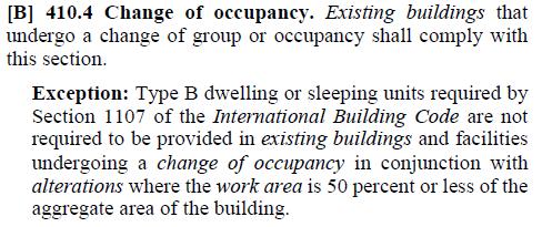 PRESCRIPTIVE NCEBC 410.4 Ch. of Occupancy REMEMBER: some model code language is stricter than federal.