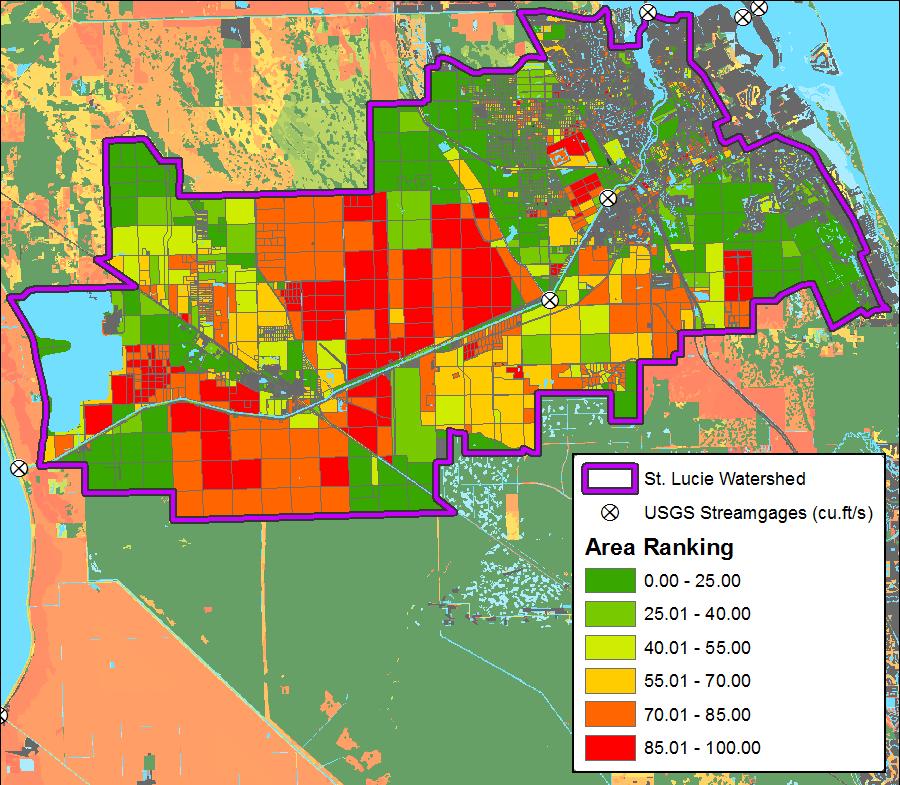 Appendix E. Surface Water Restoration E-9 Figure 4. Dispersed water storage model result for the St. Lucie watershed.