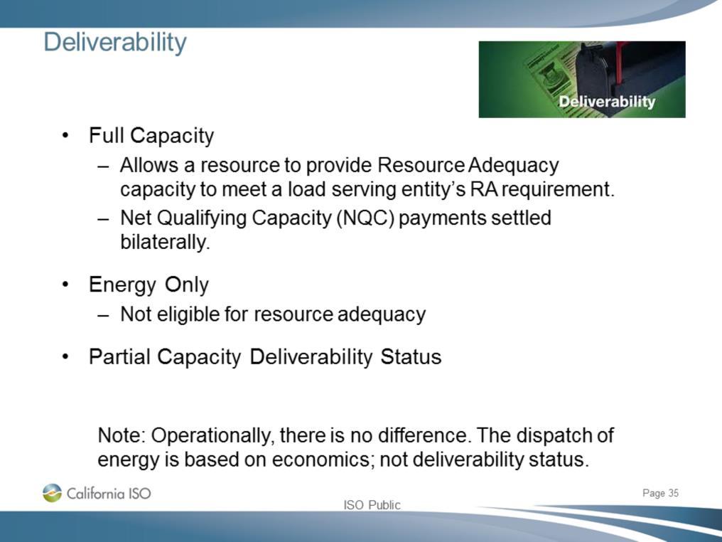 Deliverability is the difference between a project that is Energy Only and Full Capacity.