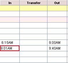 9:01AM. Click on different row on timecard.