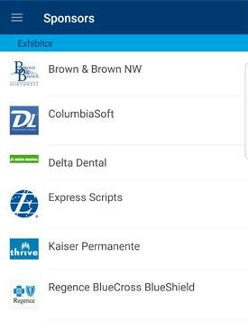 Companies will be listed in an app section specifically designed for sponsors and exhibitors. Below is an example of a company listing.