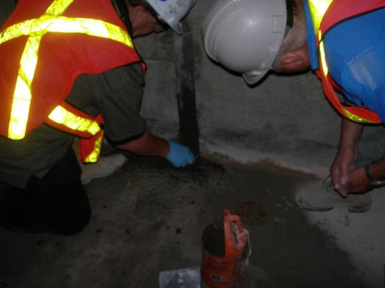 Many cracks and leaks remained after construction of parkade was completed.