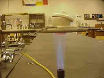 Adjust the burner to obtain a blue flame having an inner lighter
