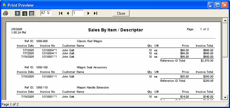 6. Sales Management Sales Analysis A variety of reports and analysis screens are provided to help you analyze your customer and item sales.