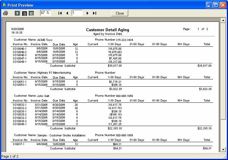 7. Financial Management Receivables Tracking Several reports and an inquiry screen help you track open receivables.