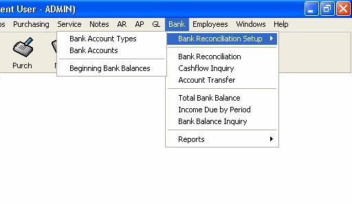 7. Financial Management Banking The Bank Reconciliation module is where you set up and reconcile your bank accounts and consists of the following elements.