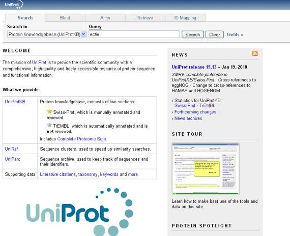 Uniprot (Swissprot and TREMBL) Contains (to date) more than ten million