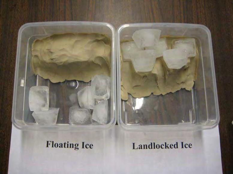 Place the same number of ice cubes next to the clay in the second box, so that