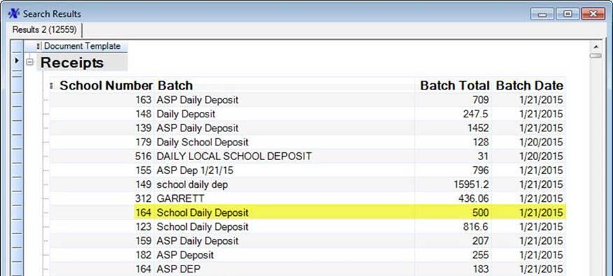 If you don t use a Search Key, all of your deposit batches will populate. 2.