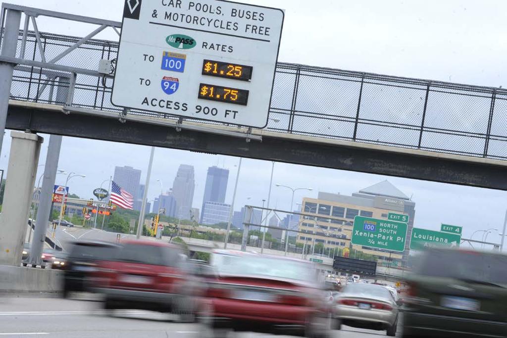 Regional Mobility Improvements: MnPASS System Priced managed lanes provide a reliable, congestion-free travel option during rush hours for people who ride transit or in carpools, and other motorists